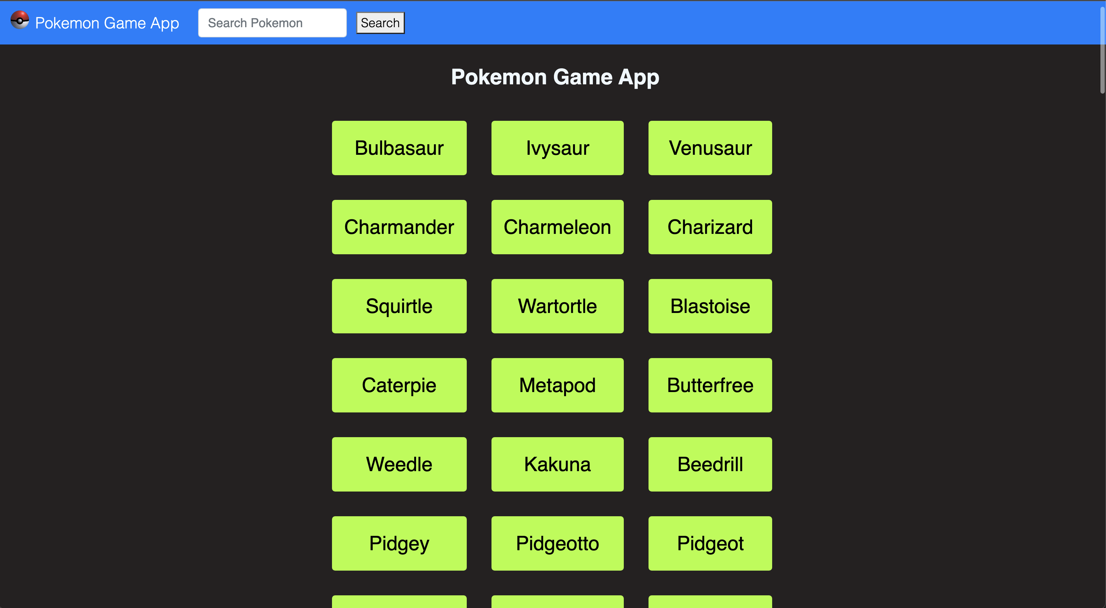 Pokemon Game App